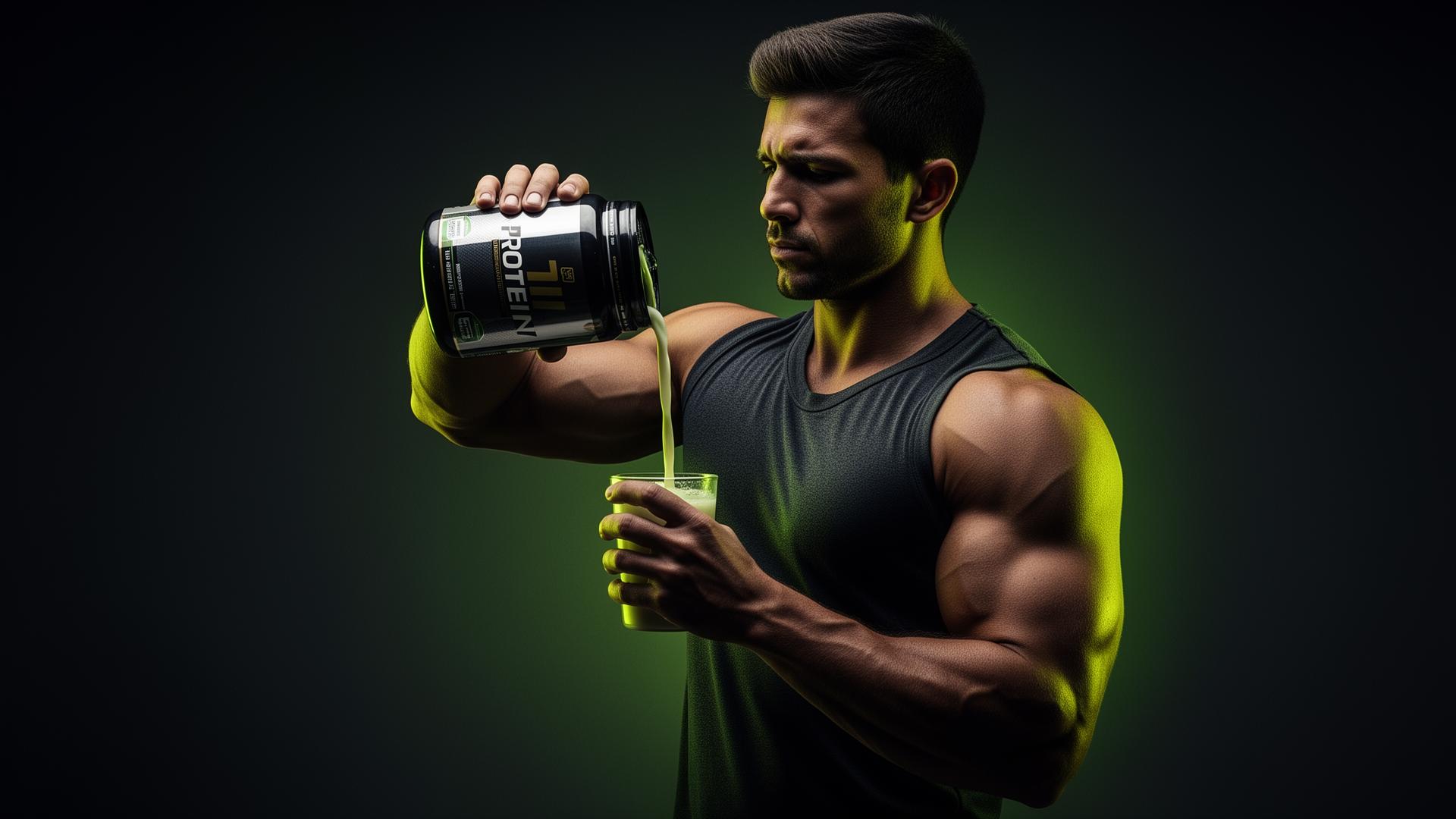 Atleta sirviendo proteína premium NutriCore